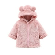 Soft Fleece Coat For Baby Boys Girls Clearance Sale Baby Infant Girls Winter Warm Hooded Coat Jacket Thick Warm Clothes Zipper Coat 12-18 Months
